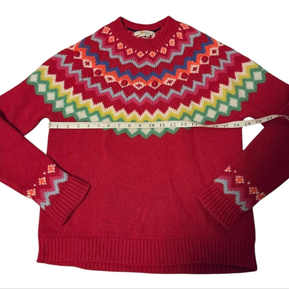 Boden Emma Fair Isle Christmas Festive Sweater Wool Colorful Red Rainbow SZ 4 - Picture 4 of 9